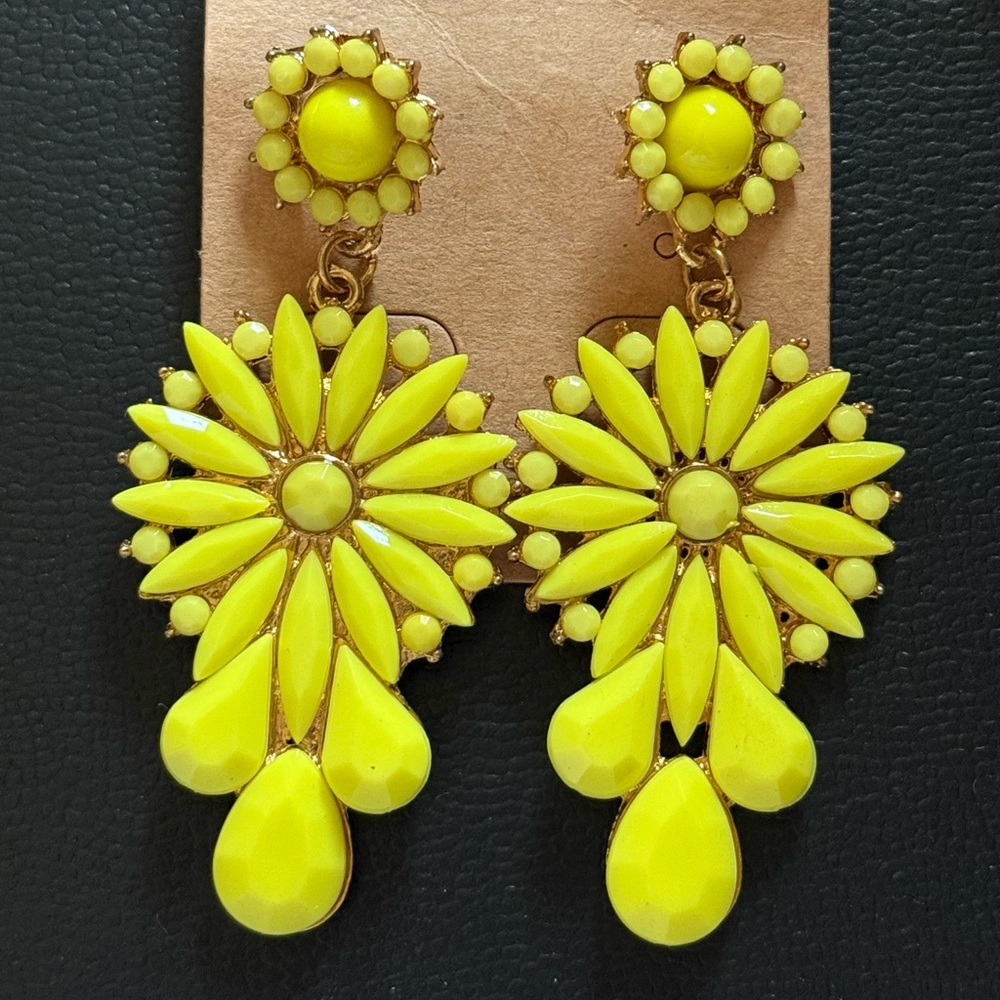 Chunky Yellow Statement Earrings